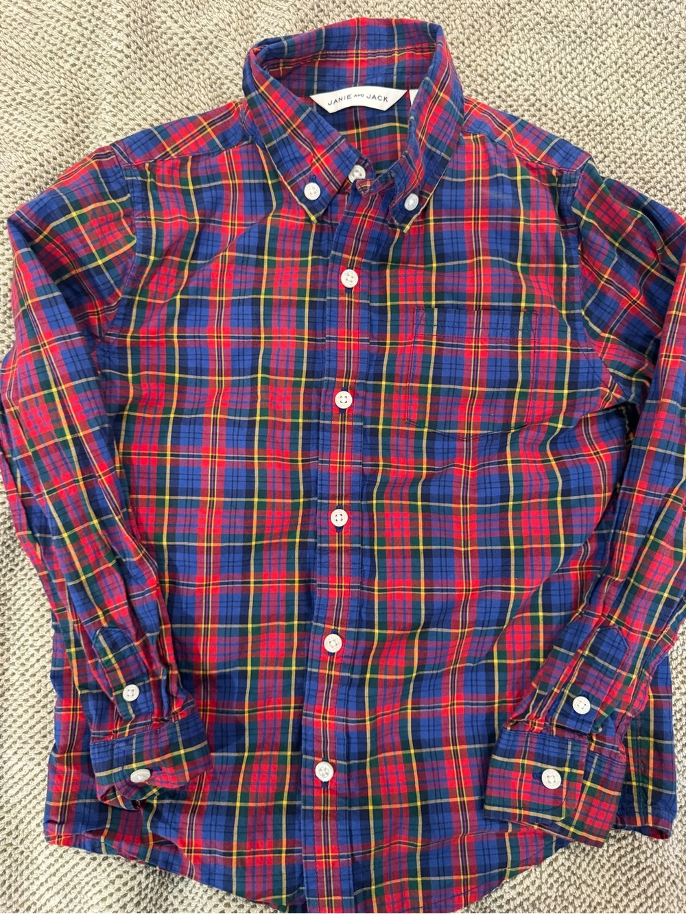 Boys Red & Blue Plaid Button-Down Shirt